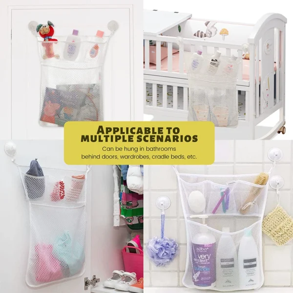 Baby Shower Bath Toys White Baby Kids Toy Storage Mesh with Strong Suction Cups Toy Bag Net Bathroom Organizer for Kids Toddlers - Image 5