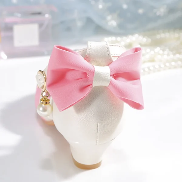 Girls Sandals Slip Closed Toe Crystal Princess Wedding Flower Party Pretty Bow Beading Decoration Shoes For Toddler Fashion - Image 5