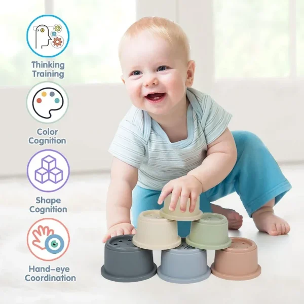 Baby Stacking Cup Toys Baby Early Educational Toy Nesting Cup Toy Baby Bath Toy Best Montessori Toy Gift for 6 Month+ Boys&Girls - Image 3