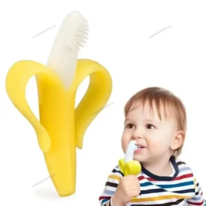 Banana Shape Baby Teether BPA Free Silicone Teething Toothbrush for Toddlers Chewable Dental Care Training Toothbrush for Infant