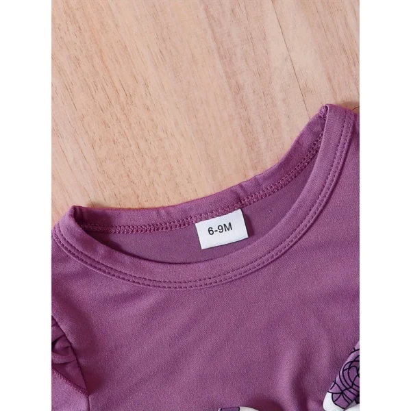 0-3 Years Baby Girl 3PCS Clothes Set Purple Short Sleeved Top+Floral Pants+Headband Fashion Toddler Girl Summer Daily Outfits - Image 2