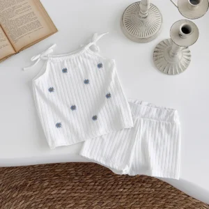 2025 Summer Korea Baby Girl Suit Colorful Sling Set Tank+Loose Triangle Shorts Girls 2Pcs Casual Infant Sets Toddler Clothes