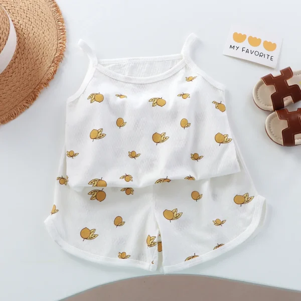 Summer newborn baby girls clothes outfits play set camisole top+shorts suits for toddlerinfant girls clothing baby cotton sets - Image 4