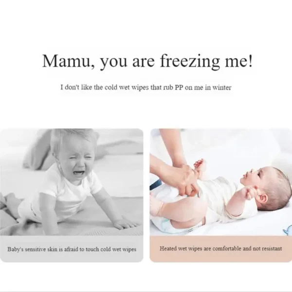 Baby Wipe Warmer Portable Large Capacity Wipes Dispenser USB Wipe Warmer Adjustable Wipe Heater Constant Temperature Diaper Wipe - Image 5