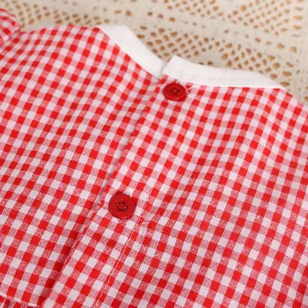 Summer Baby Girls O Neck Bodysuits 0-2Y Toddler One Piece Striped Outfit Plaid Print Comfortable Cotton Clothes for Infants - Image 4