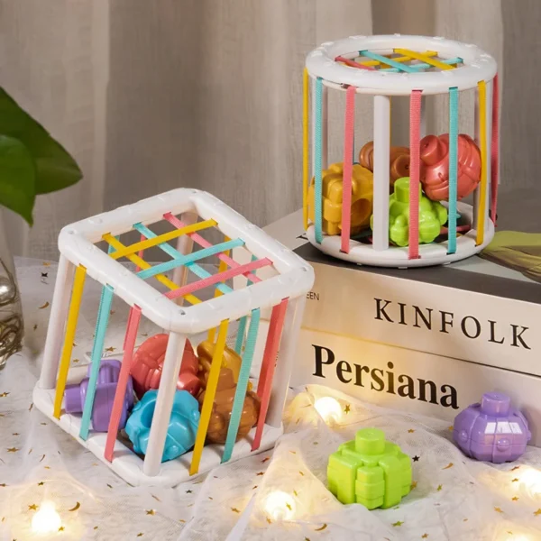 Baby Montessori Shape Sorter Cube Rainbow Colorful Blocks Sorting Game Infant Cognitive Grip Training Learning Educational Toy - Image 4