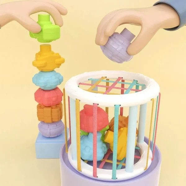 Baby Montessori Shape Sorter Cube Rainbow Colorful Blocks Sorting Game Infant Cognitive Grip Training Learning Educational Toy - Image 5