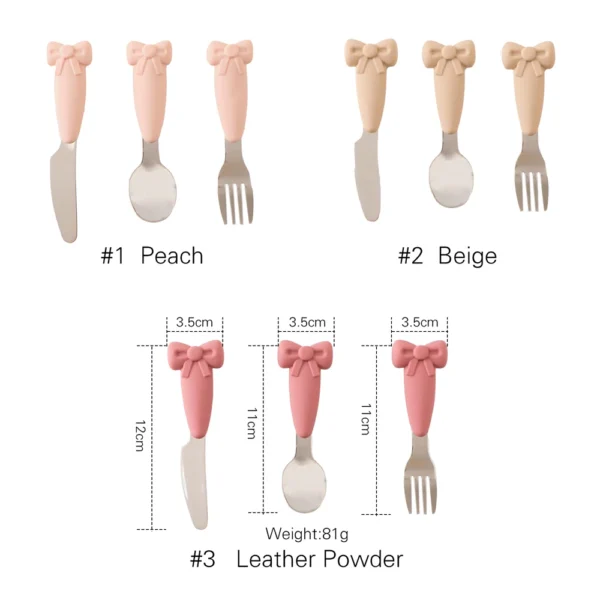 Baby Tableware Set BPA Free Silicone Bow Dish Tie Bowl Fork Food Plate Stainless Spoon Non-slip Tableware Newborn Feeding Tool - Image 5