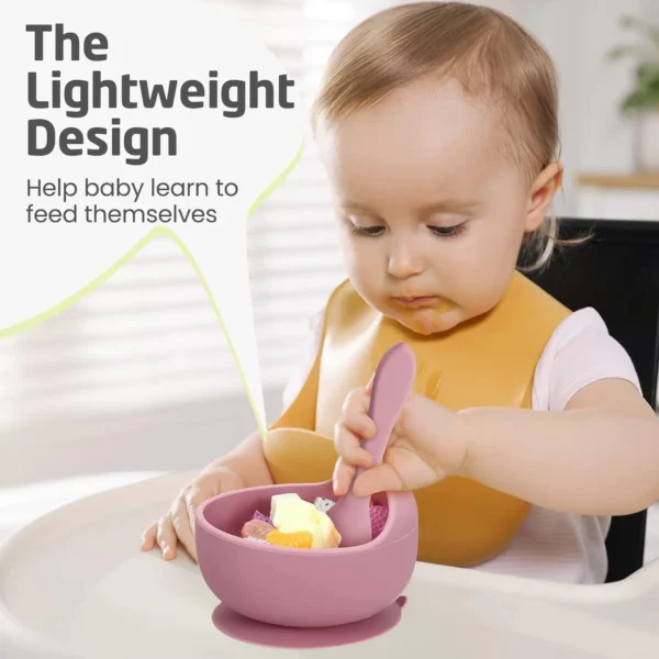 Silicone Baby Bowl Self feeding Training Snail Bowl Infant Anti Drop Sucker Set With Spoon Set Children's Feeding Tableware - Image 2