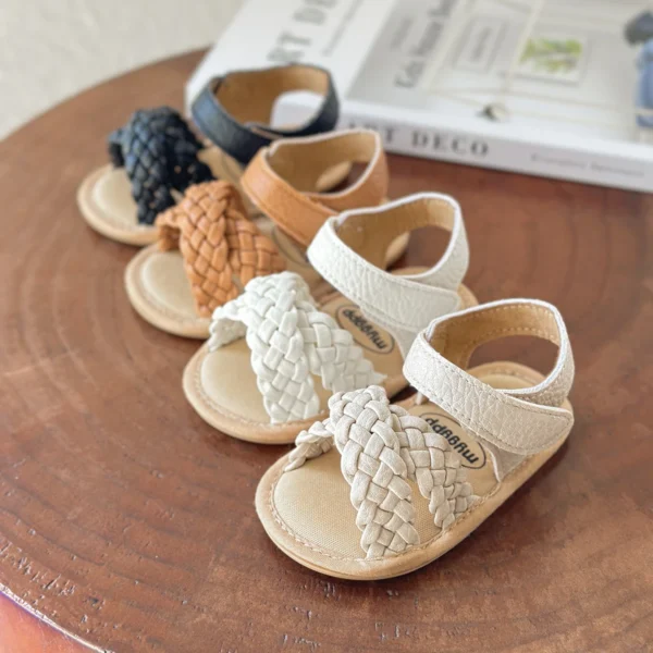 Baby Girls Boys Sparkly Bowknot Sandals Premium Soft Anti-Slip Rubber Sole Infant Summer Outdoor Shoes Toddler First Walkers