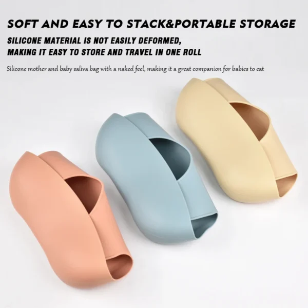 Baby Silicone Bib Waterproof Soft Solid Color 4-speed Adjustable Bibs Newborn Lunch Feeding Saliva Pocke Kids Eating Accessories - Image 2