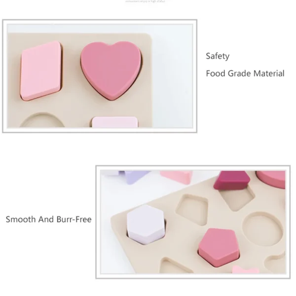 Montessori Baby Puzzles Silicone Toys Geometric Shape Jigsaw Board Matching Games Educational Learning Toys Food Grade Silicone - Image 5
