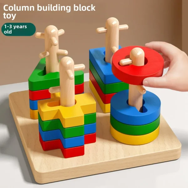 Montessori Wooden Sorting Stacking Toys Puzzle for Toddlers and Kids Preschool Fine Motor Skill Toy for 1 Years - Image 3