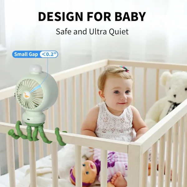 Portable Stroller Fans Outdoor Baby Fan with LED Display Large Safe Bladeless for Crib Desk Rechargeable 3600 mAh Battery - Image 6