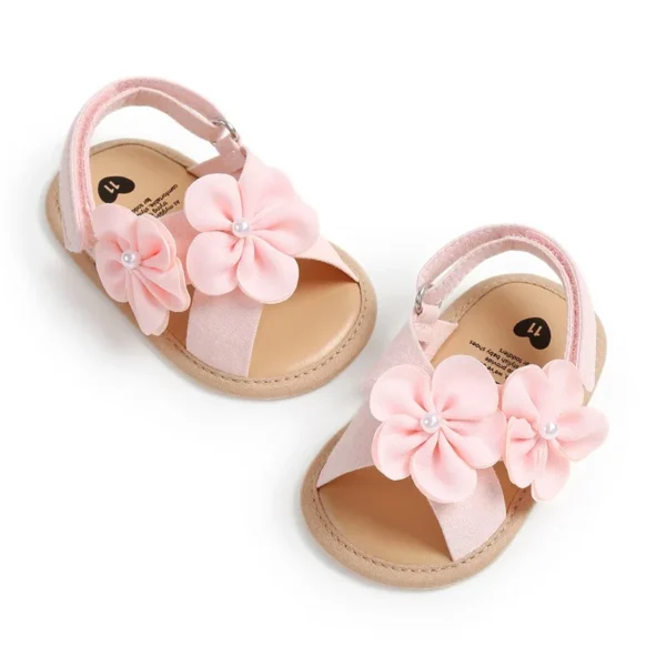 0-18M Toddler Baby Girls Summer Sandals Cute 3D Flower Decors Non-Slip Flat Sole Shoes Infants Newborn First Walker Shoes
