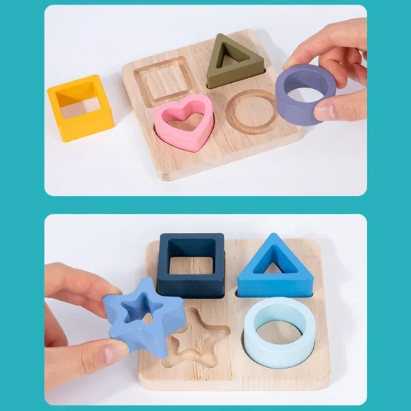Montessori Baby Puzzles Silicone Toys Geometric Shape Jigsaw Board Matching Games Educational Learning Toys Food Grade Silicone - Image 4