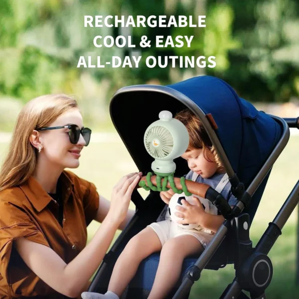 Portable Stroller Fans Outdoor Baby Fan with LED Display Large Safe Bladeless for Crib Desk Rechargeable 3600 mAh Battery - Image 8