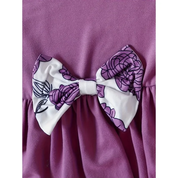 0-3 Years Baby Girl 3PCS Clothes Set Purple Short Sleeved Top+Floral Pants+Headband Fashion Toddler Girl Summer Daily Outfits - Image 4
