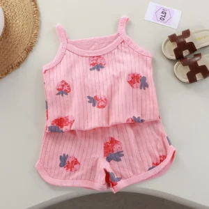 Summer newborn baby girls clothes outfits play set camisole top+shorts suits for toddlerinfant girls clothing baby cotton sets