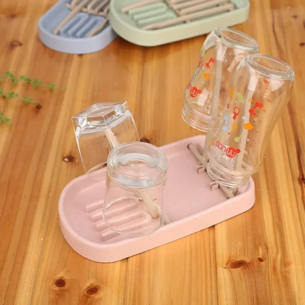 Baby Bottle Wheat Straw Drying Rack Feeding Cup Holder Removable Rack Cleaning Pacifiers Accessories Storage Drying Shelf Clean - Image 3