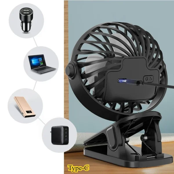 Baby Cart Stroller Fans Portable Outdoor Fan Clip Summer Kids Rechargeable Handheld Electric Fan for Home 3 Speeds - Image 5