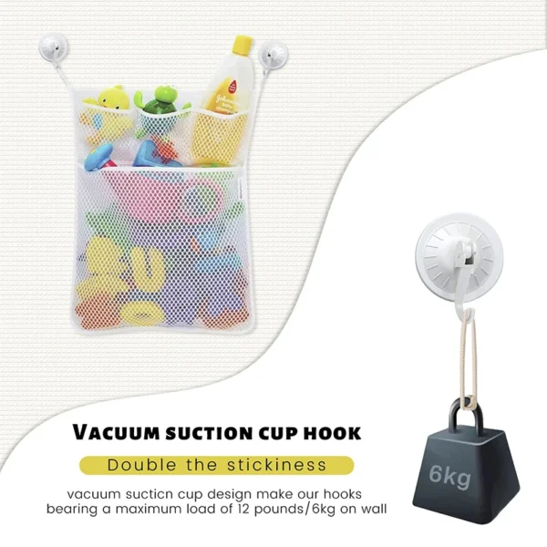 Baby Shower Bath Toys White Baby Kids Toy Storage Mesh with Strong Suction Cups Toy Bag Net Bathroom Organizer for Kids Toddlers - Image 3