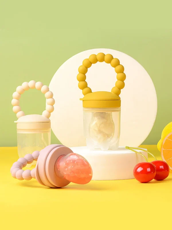 4pcs Silicone Baby Fruit Feeder with Easy Handle Ring, Fresh Food Feeder Pacifier with 3 Extra Feeding Pouches, Ideal Baby Gift - Image 4