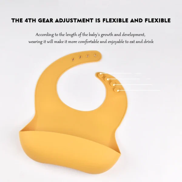 Baby Silicone Bib Waterproof Soft Solid Color 4-speed Adjustable Bibs Newborn Lunch Feeding Saliva Pocke Kids Eating Accessories - Image 4