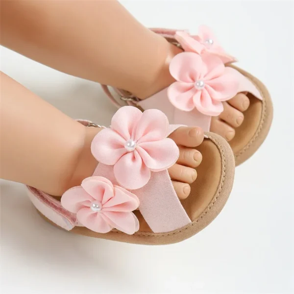 0-18M Toddler Baby Girls Summer Sandals Cute 3D Flower Decors Non-Slip Flat Sole Shoes Infants Newborn First Walker Shoes - Image 10