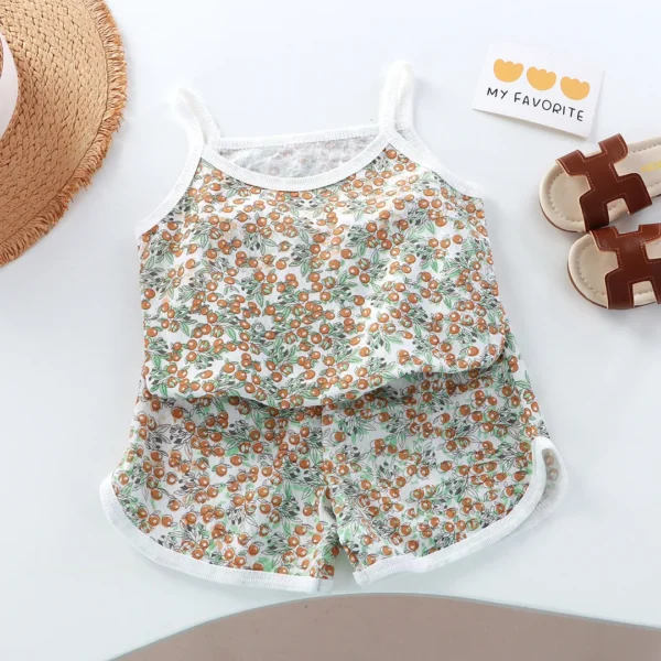 Summer newborn baby girls clothes outfits play set camisole top+shorts suits for toddlerinfant girls clothing baby cotton sets - Image 3