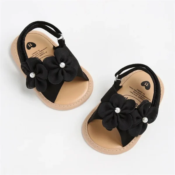 0-18M Toddler Baby Girls Summer Sandals Cute 3D Flower Decors Non-Slip Flat Sole Shoes Infants Newborn First Walker Shoes - Image 4