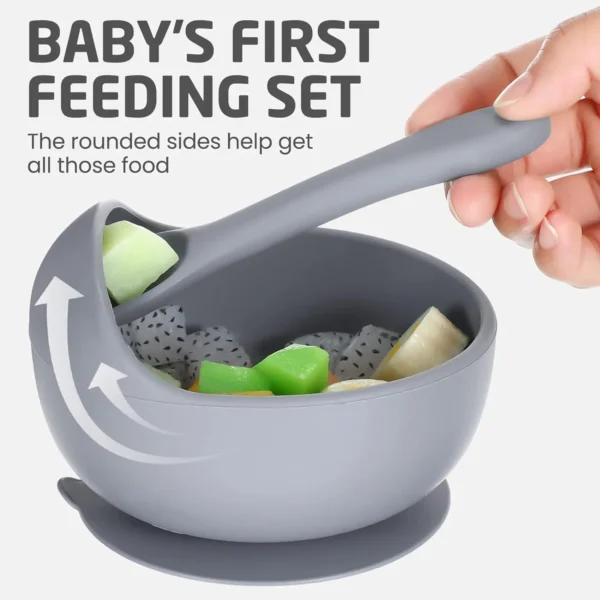Silicone Baby Bowl Self feeding Training Snail Bowl Infant Anti Drop Sucker Set With Spoon Set Children's Feeding Tableware - Image 3