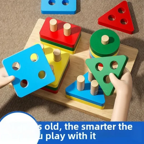 Montessori Wooden Sorting Stacking Toys Puzzle for Toddlers and Kids Preschool Fine Motor Skill Toy for 1 Years - Image 4