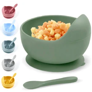 Silicone Baby Bowl Self feeding Training Snail Bowl Infant Anti Drop Sucker Set With Spoon Set Children's Feeding Tableware