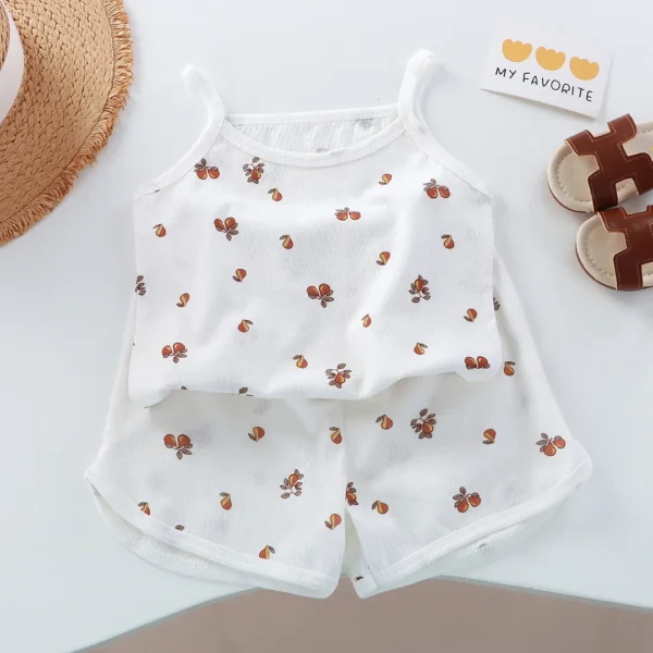 Summer newborn baby girls clothes outfits play set camisole top+shorts suits for toddlerinfant girls clothing baby cotton sets - Image 2