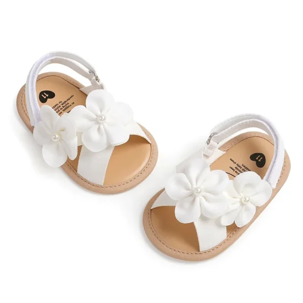0-18M Toddler Baby Girls Summer Sandals Cute 3D Flower Decors Non-Slip Flat Sole Shoes Infants Newborn First Walker Shoes - Image 3