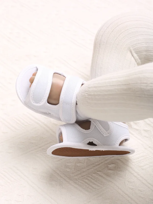 New White Summer Cartoon Print 0-18M Men's Baby Sandals With Fabric Sole Anti Slip Baby Sandals And Walking Shoes - Image 2