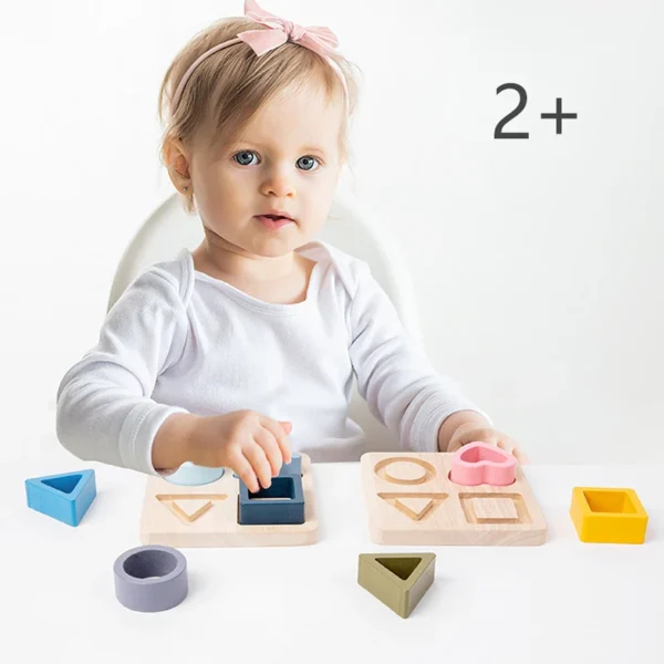 Montessori Baby Puzzles Silicone Toys Geometric Shape Jigsaw Board Matching Games Educational Learning Toys Food Grade Silicone - Image 2