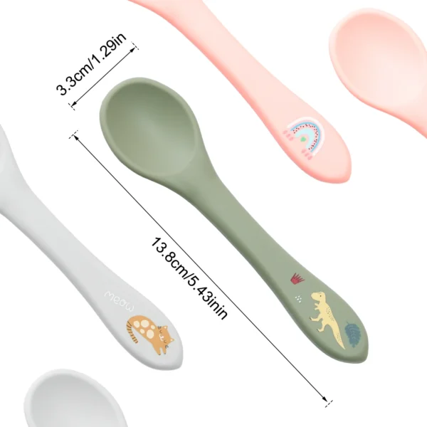 1PCS Cartoon Baby Silicone Training Spoon BPA Free Soft Self Feeding Utensil 6M+ Easy Grip Handle Dishwasher Safe Kids Cutlery - Image 6