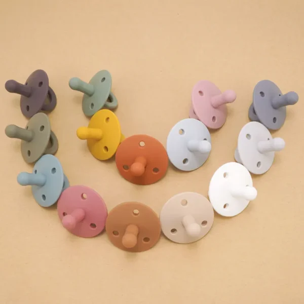 2PCS Silicone Baby Pacifier Food Grade Silicone Newborn Soother BPA Free Solid Color Dummies Silicone Nipple Baby Sutff