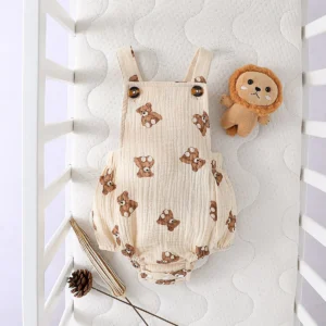 Baby Sleeveless Summer Cartton Bear Cute Casual Daily Jumpsuit clothes For 0-1Y Rompers 2025 New Style
