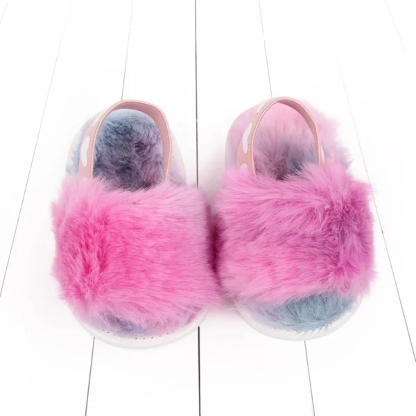 Jlong Autumn Plush Slide Sandal Baby Girls Heart Soft Sole Sandals Infant Toddler Princess Non-slip Crib Shoes 0-18 Months - Image 6