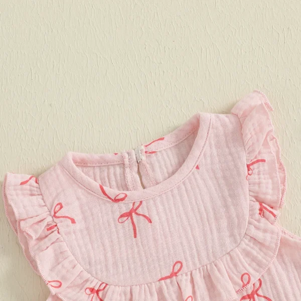 Pudcoco Baby Kids Girls Shorts Set, Bow Print Sleeveless Crew Neck Tank Top and Shorts Summer 2-piece Outfit 3M-4T - Image 5