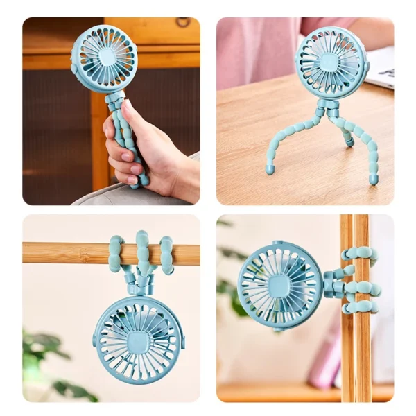 Fan for Cart Stroller Fans Portable Outdoor Fan Clip On for Baby 600mAh USB Rechargeable Handheld Electric Fan for Home 3 Speeds - Image 4