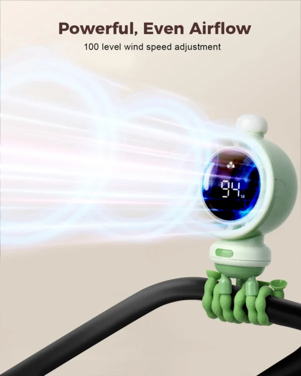 Portable Stroller Fans Outdoor Baby Fan with LED Display Large Safe Bladeless for Crib Desk Rechargeable 3600 mAh Battery - Image 4