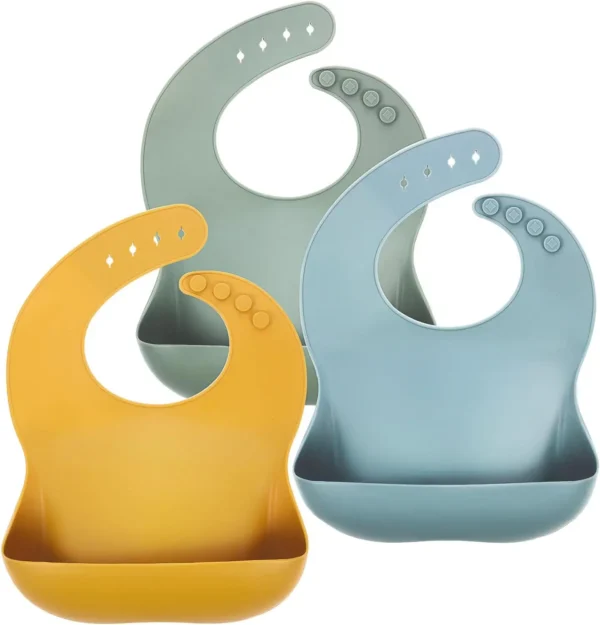 Baby Silicone Bib Waterproof Soft Solid Color 4-speed Adjustable Bibs Newborn Lunch Feeding Saliva Pocke Kids Eating Accessories - Image 6
