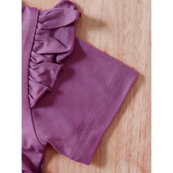 0-3 Years Baby Girl 3PCS Clothes Set Purple Short Sleeved Top+Floral Pants+Headband Fashion Toddler Girl Summer Daily Outfits - Image 3