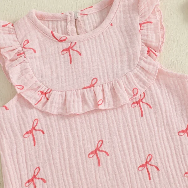 Pudcoco Baby Kids Girls Shorts Set, Bow Print Sleeveless Crew Neck Tank Top and Shorts Summer 2-piece Outfit 3M-4T - Image 6